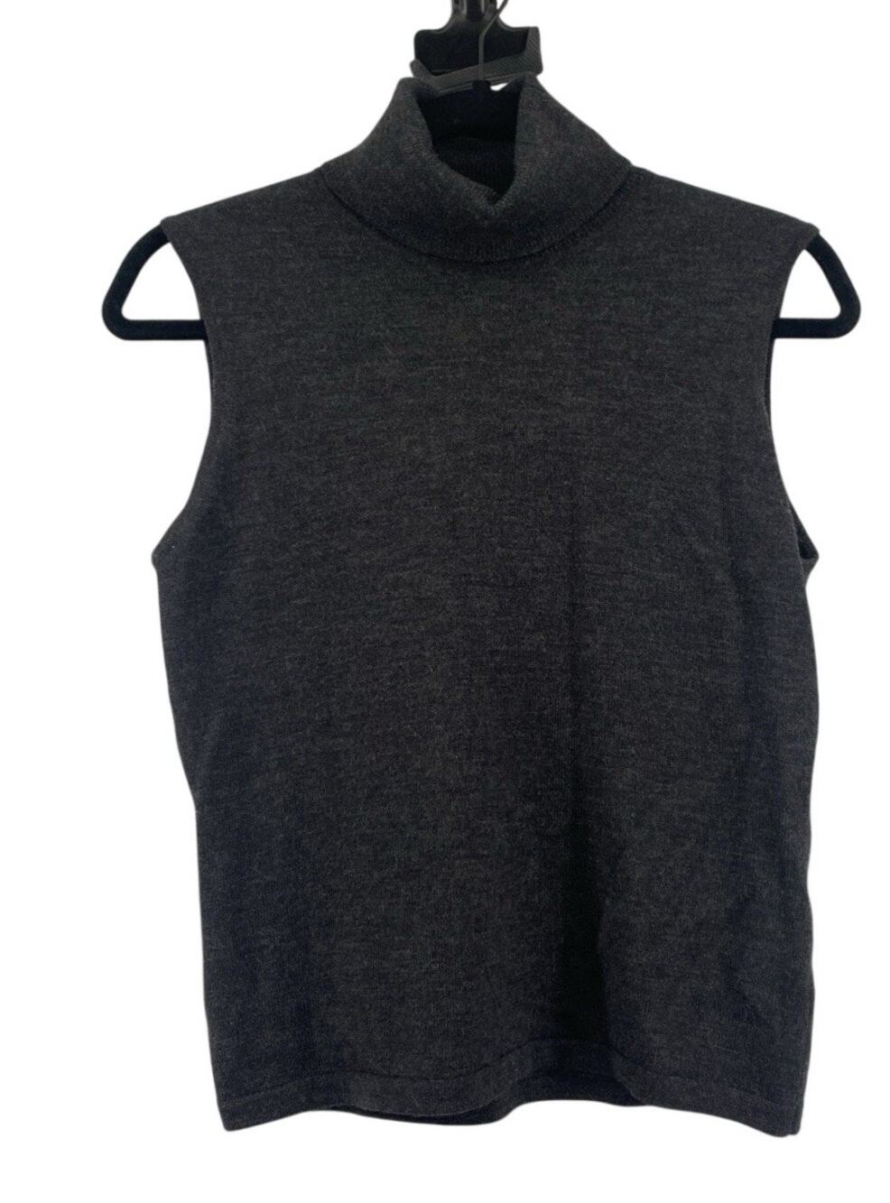 Vintage Carlisle Gray Knit TurtleNeck Sleeveless Top Wool Large
